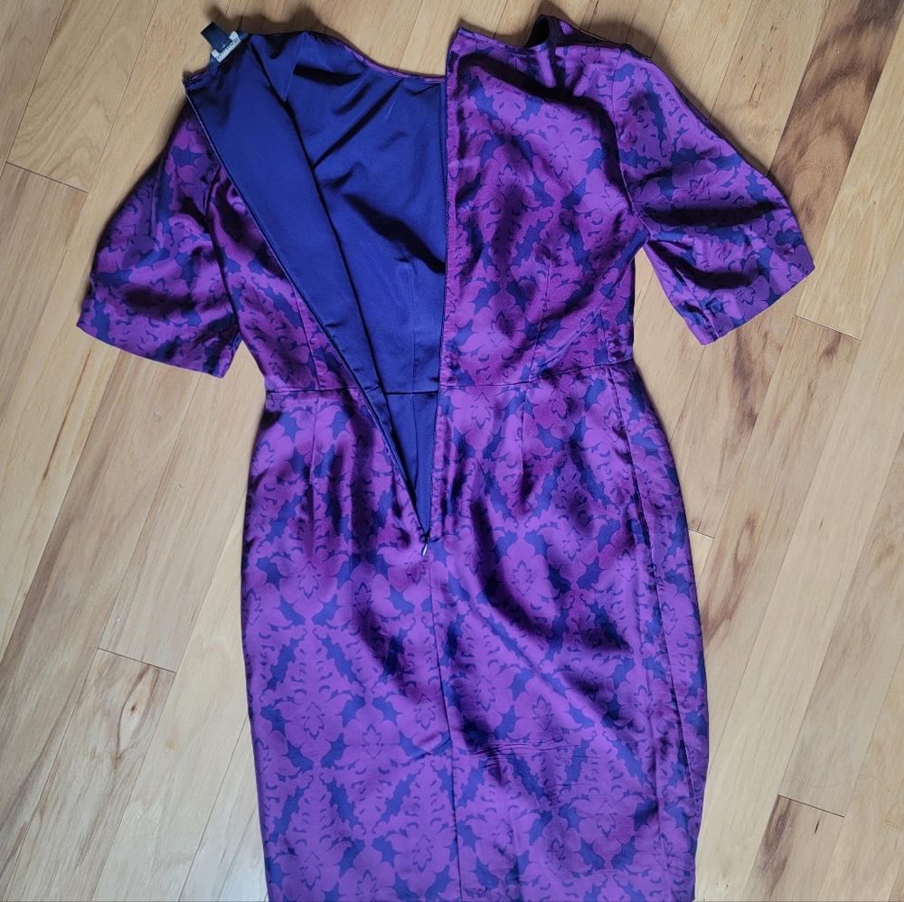 Banana Republic Purple And Navy Floral Patterned Silk Dress - Picture 3 of 9